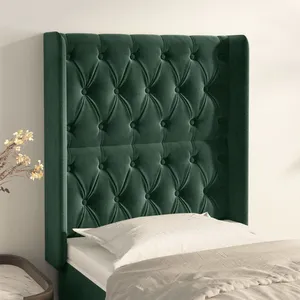 vidaXL Tête de lit avec oreilles Vert foncé 83x16x118/128 cm Velours pas cher