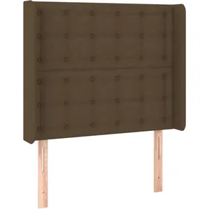vidaXL Tête de lit avec oreilles Marron foncé 83x16x118/128 cm Tissu pas cher