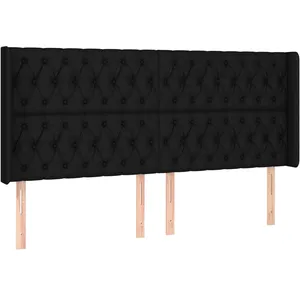 vidaXL Tête de lit avec oreilles Noir 203x16x118/128 cm Tissu
