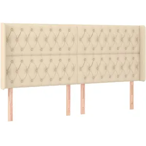 vidaXL Tête de lit avec oreilles Crème 203x16x118/128 cm Tissu pas cher