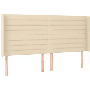 vidaXL Tête de lit avec oreilles Crème 163x16x118/128 cm Tissu
