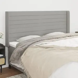 vidaXL Tête de lit avec oreilles Gris clair 163x16x118/128 cm Tissu pas cher