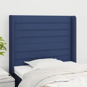 vidaXL Tête de lit avec oreilles Bleu 103x16x118/128 cm Tissu pas cher