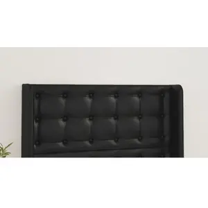 vidaXL Tête de lit avec oreilles Noir 103x16x118/128 cm Similicuir pas cher