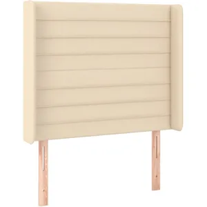 vidaXL Tête de lit avec oreilles Crème 93x16x118/128 cm Tissu pas cher