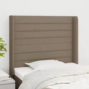 vidaXL Tête de lit avec oreilles Taupe 103x16x118/128 cm Tissu pas cher