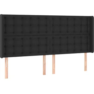 vidaXL Tête de lit avec oreilles Noir 203x16x118/128 cm Similicuir pas cher