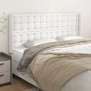 vidaXL Tête de lit avec oreilles Blanc 203x16x118/128 cm Similicuir pas cher