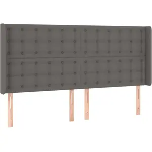 vidaXL Tête de lit avec oreilles Gris 203x16x118/128 cm Similicuir pas cher