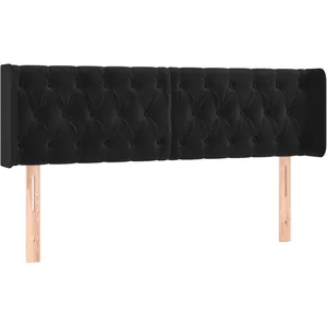 vidaXL Tête de lit avec oreilles Noir 163x16x78/88 cm Velours pas cher