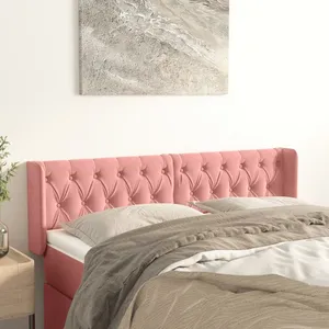vidaXL Tête de lit avec oreilles Rose 163x16x78/88 cm Velours pas cher