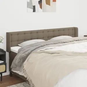 vidaXL Tête de lit avec oreilles Taupe 163x16x78/88 cm Tissu pas cher