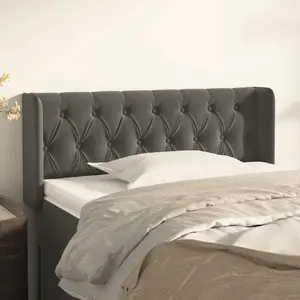 vidaXL Tête de lit avec oreilles Gris foncé 93x16x78/88 cm Velours pas cher