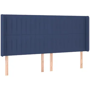 vidaXL Tête de lit avec oreilles Bleu 163x16x118/128 cm Tissu pas cher
