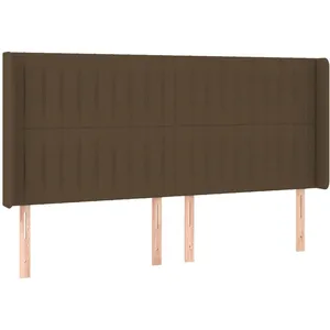 vidaXL Tête de lit avec oreilles Marron foncé 163x16x118/128 cm Tissu pas cher