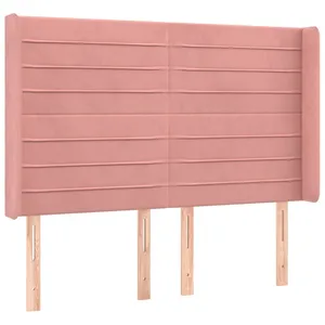vidaXL Tête de lit avec oreilles Rose 147x16x118/128 cm Velours pas cher