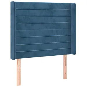 vidaXL Tête de lit avec oreilles Bleu foncé 103x16x118/128 cm Velours pas cher