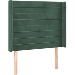vidaXL Tête de lit avec oreilles Vert foncé 103x16x118/128 cm Velours pas cher