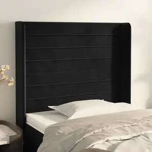 Non communiqué vidaXL Tête de lit avec oreilles Noir 83x16x118/128 cm Velours pas cher