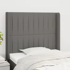 vidaXL Tête de lit avec oreilles Gris foncé 83x16x118/128 cm Tissu pas cher