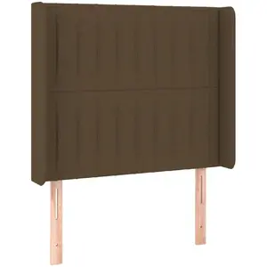 vidaXL Tête de lit avec oreilles Marron foncé 83x16x118/128 cm Tissu pas cher