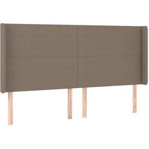 vidaXL Tête de lit avec oreilles Taupe 203x16x118/128 cm Tissu pas cher