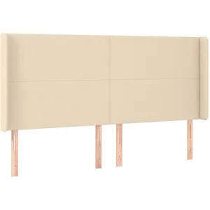 vidaXL Tête de lit avec oreilles Crème 203x16x118/128 cm Tissu pas cher