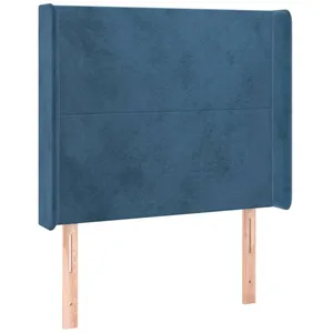 vidaXL Tête de lit avec oreilles Bleu foncé 83x16x118/128 cm Velours pas cher