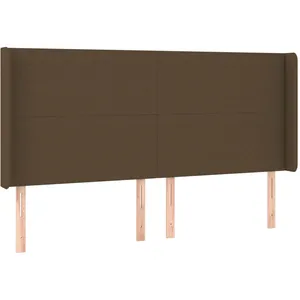 vidaXL Tête de lit avec oreilles Marron foncé 183x16x118/128 cm Tissu pas cher