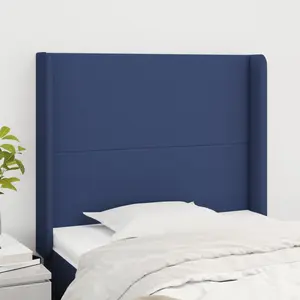 vidaXL Tête de lit avec oreilles Bleu 103x16x118/128 cm Tissu pas cher