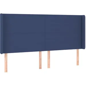 vidaXL Tête de lit avec oreilles Bleu 163x16x118/128 cm Tissu pas cher