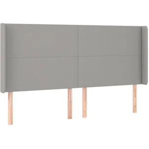 vidaXL Tête de lit avec oreilles Gris clair 163x16x118/128 cm Tissu pas cher