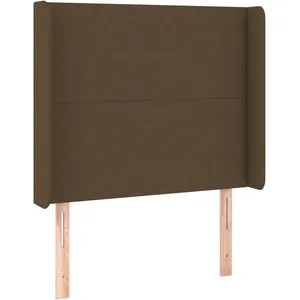 vidaXL Tête de lit avec oreilles Marron foncé 93x16x118/128 cm Tissu pas cher
