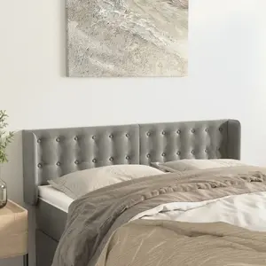 vidaXL Tête de lit avec oreilles Gris clair 147x16x78/88 cm Velours pas cher