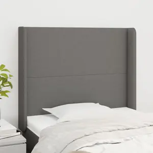 vidaXL Tête de lit avec oreilles Gris foncé 103x16x118/128 cm Tissu pas cher
