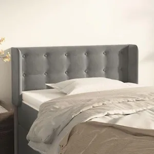vidaXL Tête de lit avec oreilles Gris clair 103x16x78/88 cm Velours pas cher