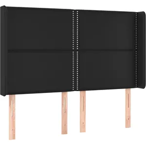 vidaXL Tête de lit avec oreilles Noir 147x16x118/128 cm Similicuir pas cher