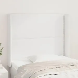 vidaXL Tête de lit avec oreilles Blanc 93x16x118/128 cm Similicuir pas cher