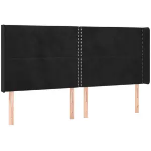 vidaXL Tête de lit avec oreilles Noir 183x16x118/128 cm Velours pas cher