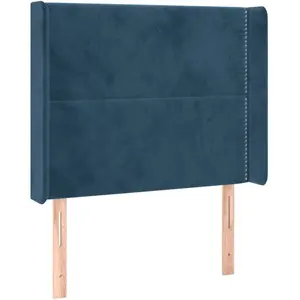 vidaXL Tête de lit avec oreilles Bleu foncé 83x16x118/128 cm Velours pas cher