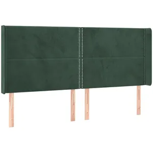 vidaXL Tête de lit avec oreilles Vert foncé 203x16x118/128 cm Velours pas cher