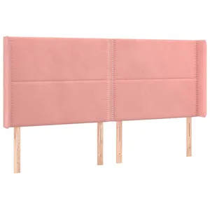 vidaXL Tête de lit avec oreilles Rose 203x16x118/128 cm Velours pas cher