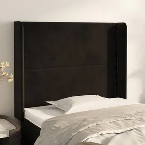 vidaXL Tête de lit avec oreilles Noir 103x16x118/128 cm Velours pas cher