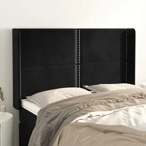 vidaXL Tête de lit avec oreilles Noir 147x16x118/128 cm Velours pas cher