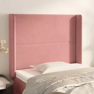 vidaXL Tête de lit avec oreilles Rose 103x16x118/128 cm Velours pas cher
