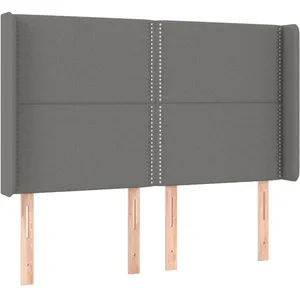 vidaXL Tête de lit avec oreilles Gris foncé 147x16x118/128 cm Tissu pas cher