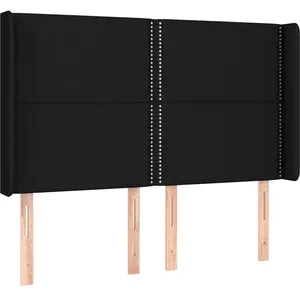 vidaXL Tête de lit avec oreilles Noir 147x16x118/128 cm Tissu pas cher