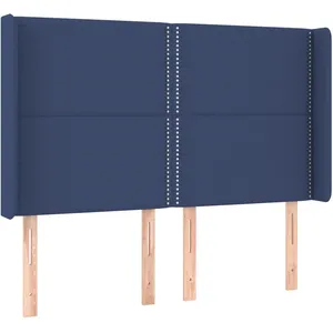 vidaXL Tête de lit avec oreilles Bleu 147x16x118/128 cm Tissu pas cher