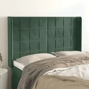 vidaXL Tête de lit avec oreilles Vert foncé 147x16x118/128 cm Velours pas cher