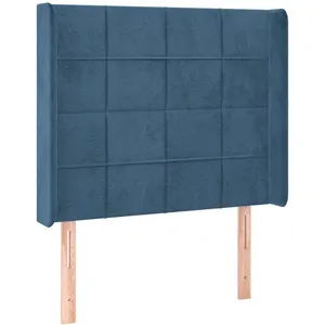vidaXL Tête de lit avec oreilles Bleu foncé 103x16x118/128 cm Velours pas cher